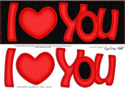 Large Dl I Love You Felties Quick Card N 3D Decoupage