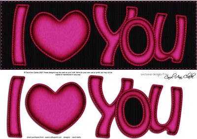 Large Dl I Love You Felties Quick Card N 3D Decoupage