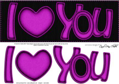 Large Dl I Love You Felties Quick Card N 3D Decoupage