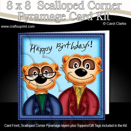 8 x 8 Birthday Meerkats Kit with Scalloped Corners