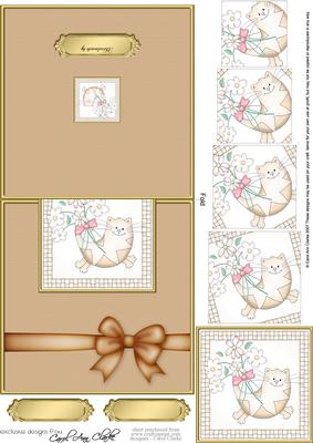 Cute Cat has a bunch of Flowers No-hole Over the Edge & Spiral Pyramid