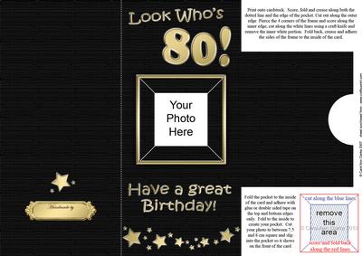 Add a Photo 80th Birthday Card with Easy Fold Frame