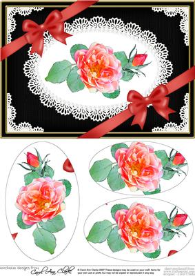 A5 Rose and Lace Oval Pyramage Topper
