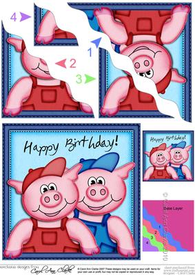 Ziggy N Syd Piggies Birthday Wavy Corner Side Stacker Topper