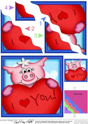 Zoe Piggy's Heart Wavy Corner Side Stacker Topper