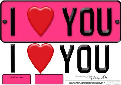 Large Dl I Love You Novelty Number Plate N 3D Decoupage
