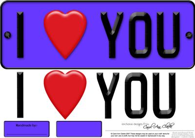 Large Dl I Love You Novelty Number Plate N 3D Decoupage