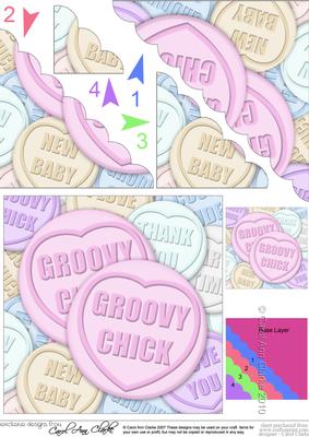 Groovy Chick Sweet Heart Scallop Corner Side Stacker Topper