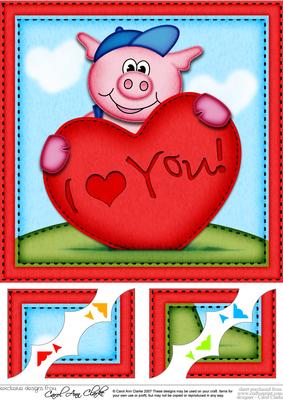 8 x 8 Ziggy Piggy's Heart Love Scalloped Corner Topper
