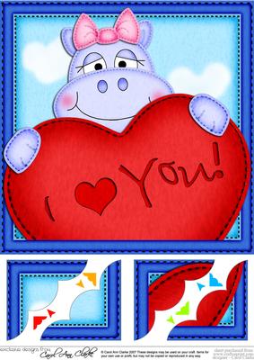 8 x 8 Hilda Hippo's Heart Scalloped Corner Topper