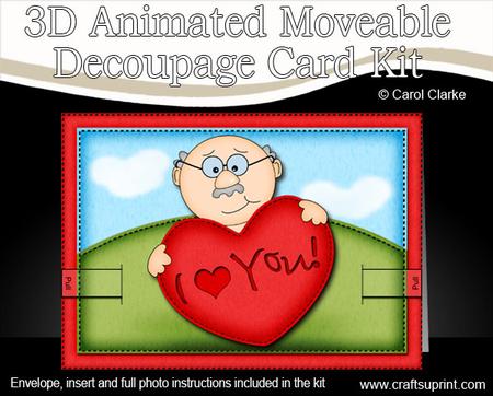 3D Bert's Heart Animated Moveable Decoupage Card Ki