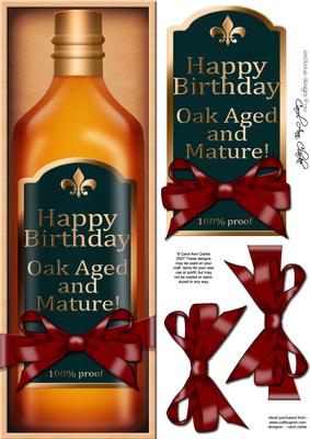 Large Dl Birthday Whisky in a Box Quick Card 3D Decoupage