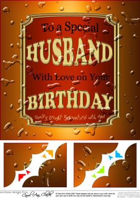 8 x 8 Husband Birthday Beer Label Scalloped Corner Topper
