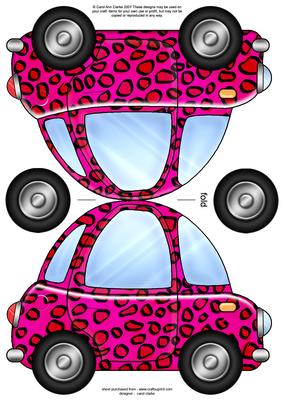 Funky Leopardskin Car Shaped Card