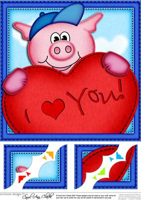 8 x 8 Ziggy Piggy's Heart Scalloped Corner Topper