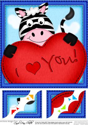 8 x 8 Debra Zebra's Heart Scalloped Corner Topper