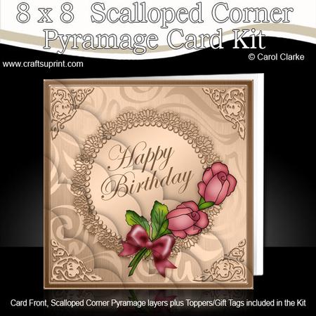 8 x 8 Roses and Metallic Lace Kit with Scalloped Corners