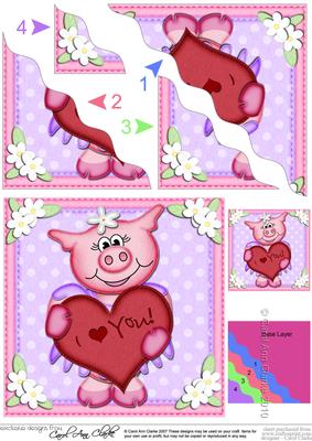 Zoe Piggy's Heart Wavy Corner Side Stacker Topper