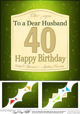 8 x 8 40th Birthday Husband Champagne Label Scalloped Corner