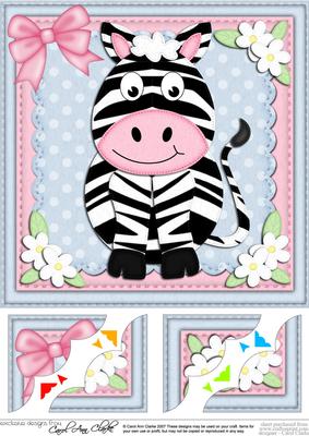 8 x 8 Debra Zebra Scalloped Corner Topper