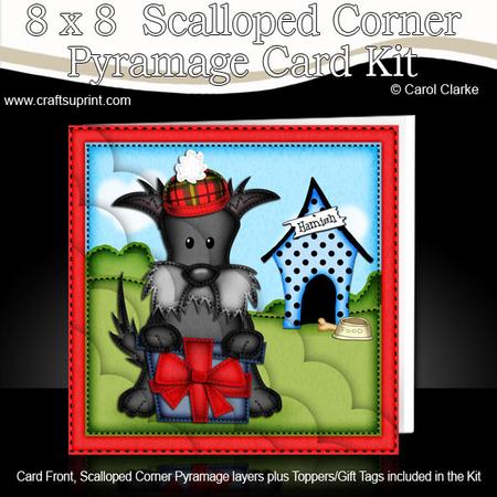8 x 8 Hamish Scottie Dog's Present Scalloped Corner Kit
