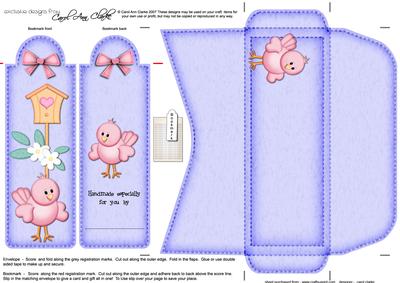 Little Birdie Bookmark Card N Envelope