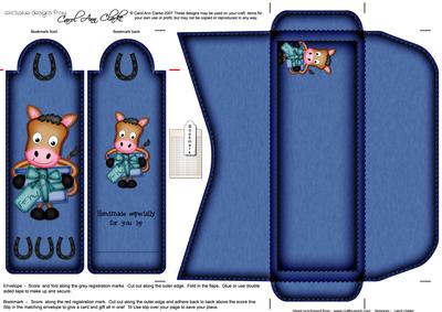 Gi Gi the Horse's Present Bookmark Card N Envelope