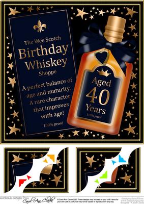8 x 8 40th Birthday Whisky Scalloped Corner Topper