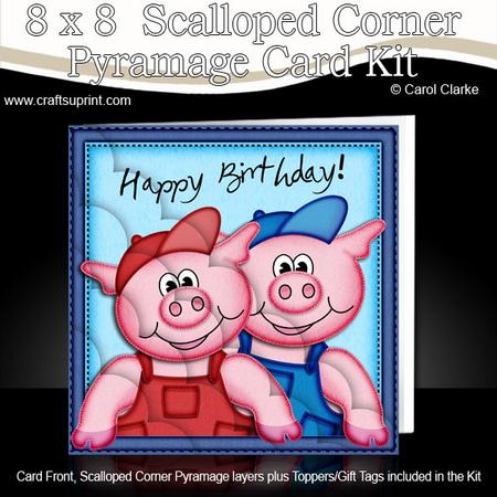 8 x 8 Ziggy and Syd Pigs Scalloped Corner Kit