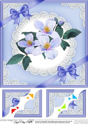 8 x 8 Clematis and Lace Scalloped Corner Topper