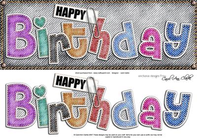 Large Dl Happy Birthday Denim Felties Quick Card N 3D Decoup