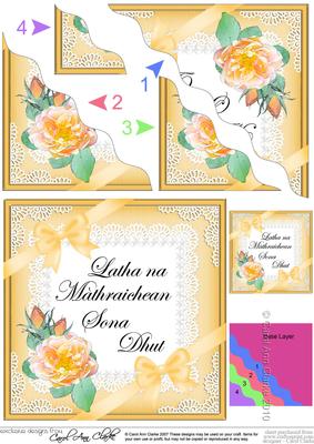 Scottish Gaelic Mothers Day Rose and Lace Wavy Corner