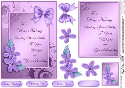 5 x 7 Metallic Birthday Nanny with 3D Decoupage