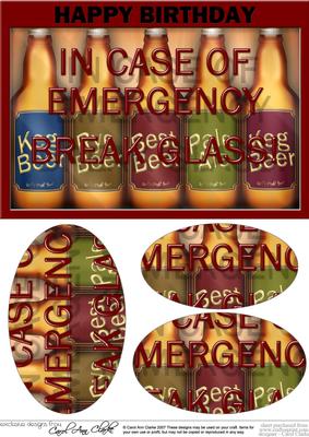 A5 Beer Emergency Fun Novelty Oval Pyramage Topper