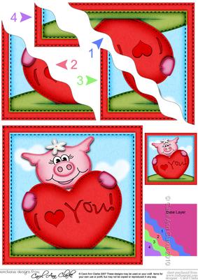 Zoe Piggy's Heart Wavy Corner Side Stacker Topper