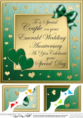 Emerald Wedding Anniversary 8 x 8 Scalloped Corner Topper
