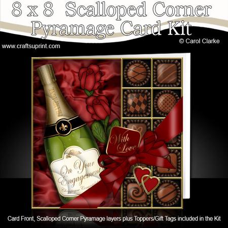 8 x 8 Engagement Champers Chocs N Roses Scalloped Corner Kit