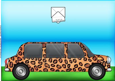 Large DL Leopardskin stretch limo quick Cut & Fold Card 