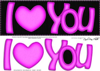 Large Dl I Love You Felties Quick Card N 3D Decoupage