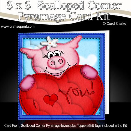 8 x 8 Zoe Piggy's Heart Scalloped Corner Kit
