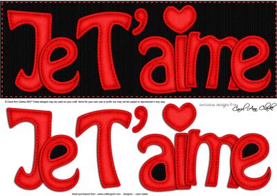 Large Dl Je T'aime Felties Quick Card N 3D Decoupage