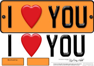 Large Dl I Love You Novelty Number Plate N 3D Decoupage
