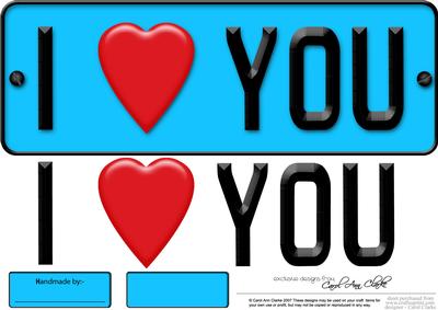 Large Dl I Love You Novelty Number Plate N 3D Decoupage