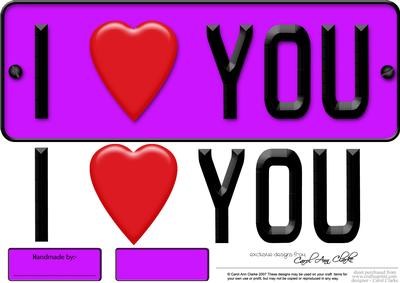 Large Dl I Love You Novelty Number Plate N 3D Decoupage