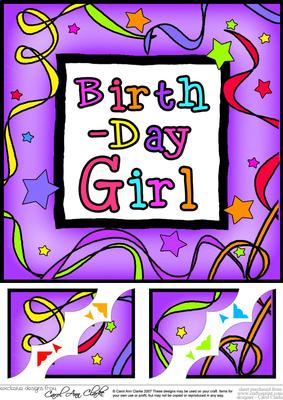 Birthday Girl- 8 x 8 Scalloped Corner Topper 
