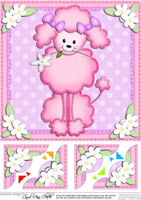 8 x 8 Bon Bon the Poodle Scalloped Corner Topper