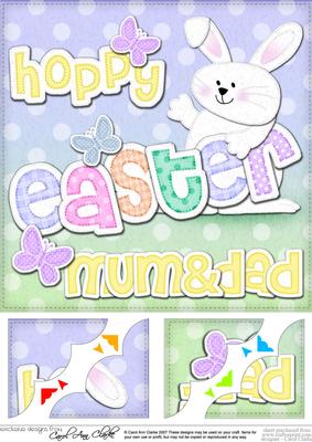 8x8 Hoppy Easter Mum N Dad Easter Bunny Boy Felties Topper