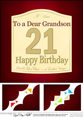 8x8 21st Birthday Grandson Wine Label Scalloped Corner