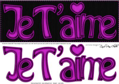 Large Dl Je T'aime Felties Quick Card N 3D Decoupage