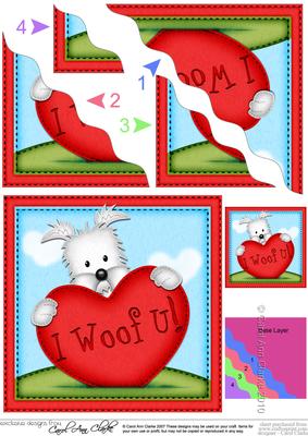 Westie Dog's Heart Wavy Corner Side Stacker Topper